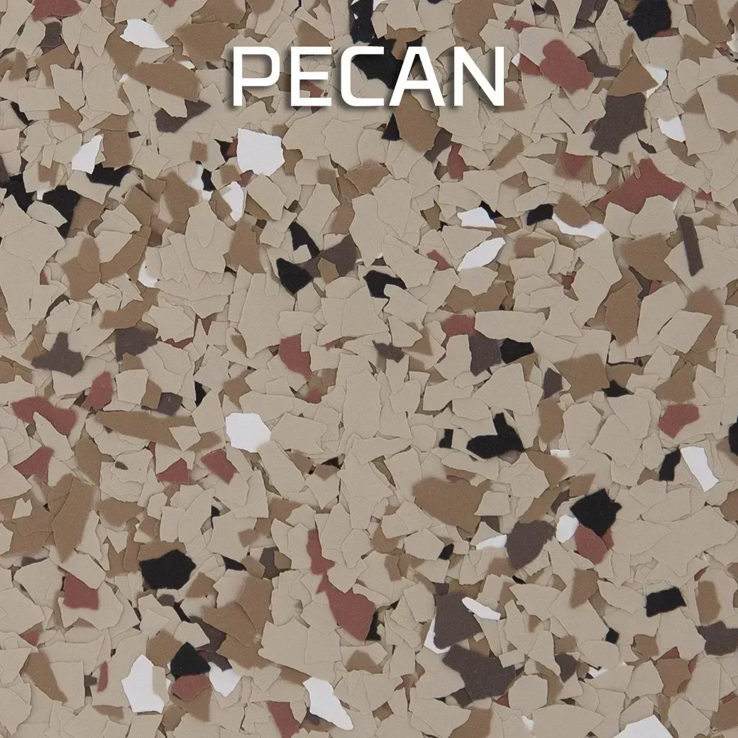 Pecan-colored speckled texture with the word “PECAN” at the top