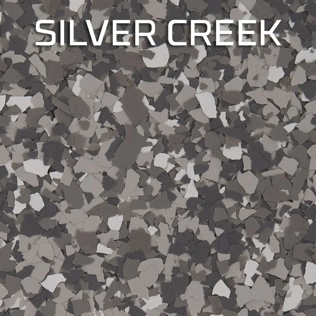 “Silver Creek” text over a gray camouflage-pattern background