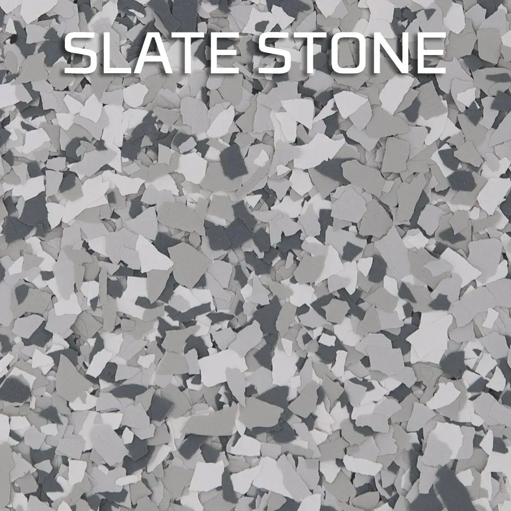 Slate stone texture with gray and white pebbled pattern and the label “SLATE STONE” at the top