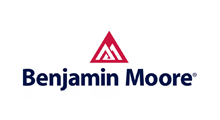 Benjamin Moore logo with red triangle icon and navy text on white background