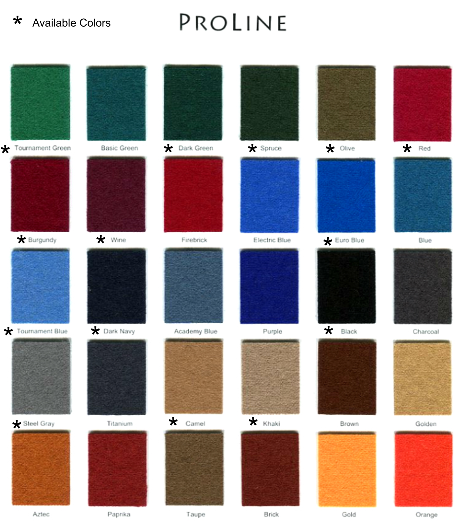 Cloth Color Chart