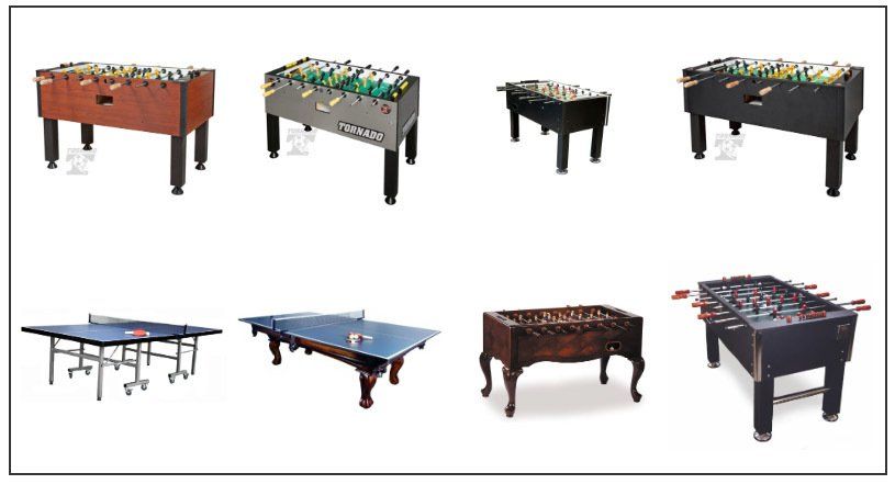 Foosball (soccer) and table tennis