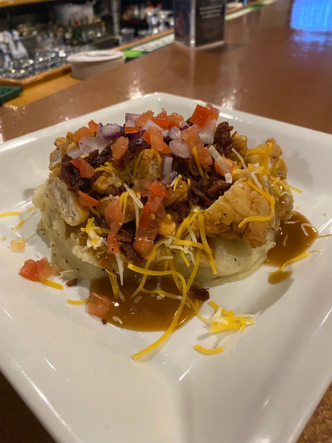 A close up of a plate of food on a table.