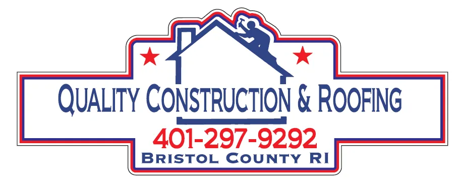 Logo for Quality Construction & Roofing in Bristol County, RI, featuring a house icon and phone number 401-297-9292.