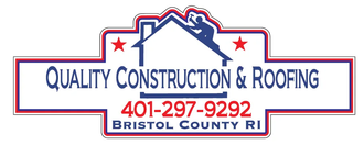 Logo for Quality Construction & Roofing in Bristol County, RI, featuring a house icon and phone number 401-297-9292.