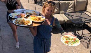 Server bringing delicious food