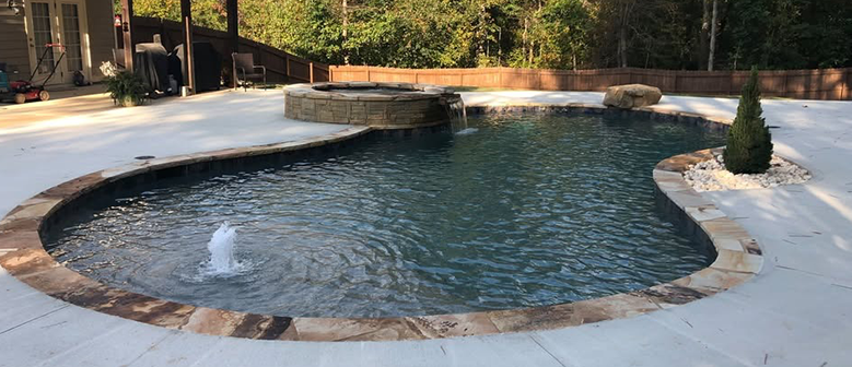 pool with a fountain