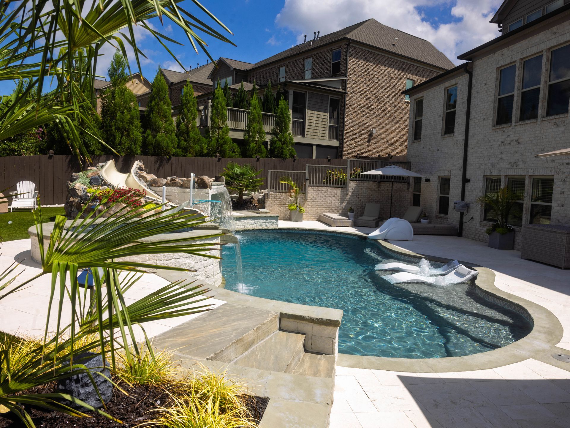 swimming pool in the backyard