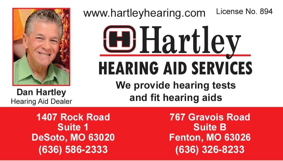 A business card for hartley hearing aid services