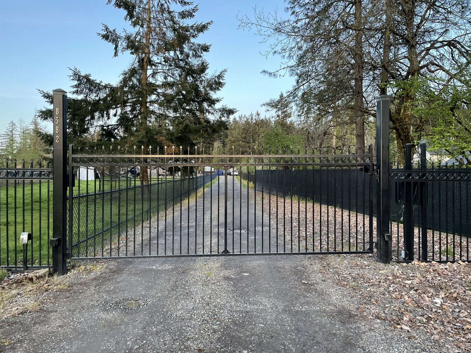 ornamental iron gate to farm