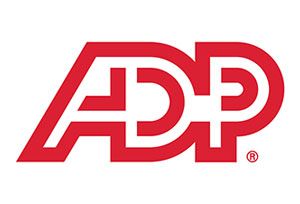 ADP red company logo on a white background