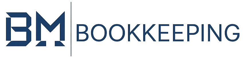 BM Bookkeeping logo in blue and gray text on a white background