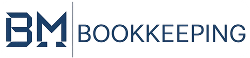 BM Bookkeeping logo in blue and gray text on a white background