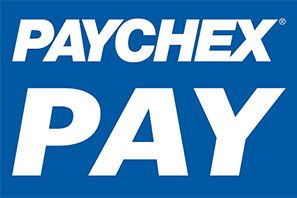 Paychex Pay logo in white on a blue background