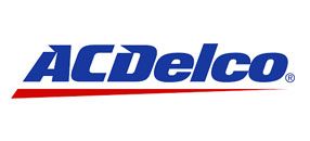 The blue ACDelco logo on a white background, underlined with a red horizontal streak.