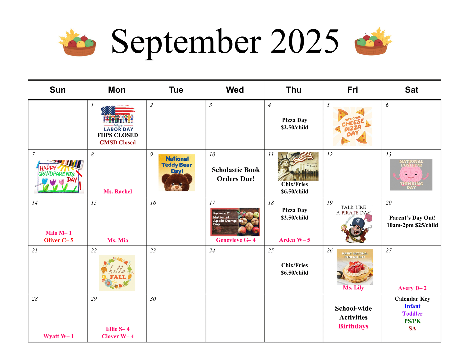 summer camp calendar