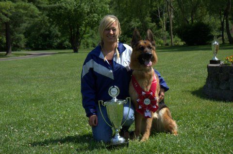 German Shepperd with owner