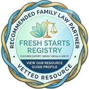 Fresh Starts Registry seal with scales icon and Recommended Family Law Partner around the border.