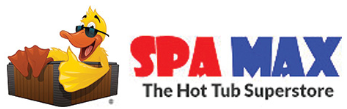 A cartoon duck wearing sunglasses relaxes in a hot tub next to the 