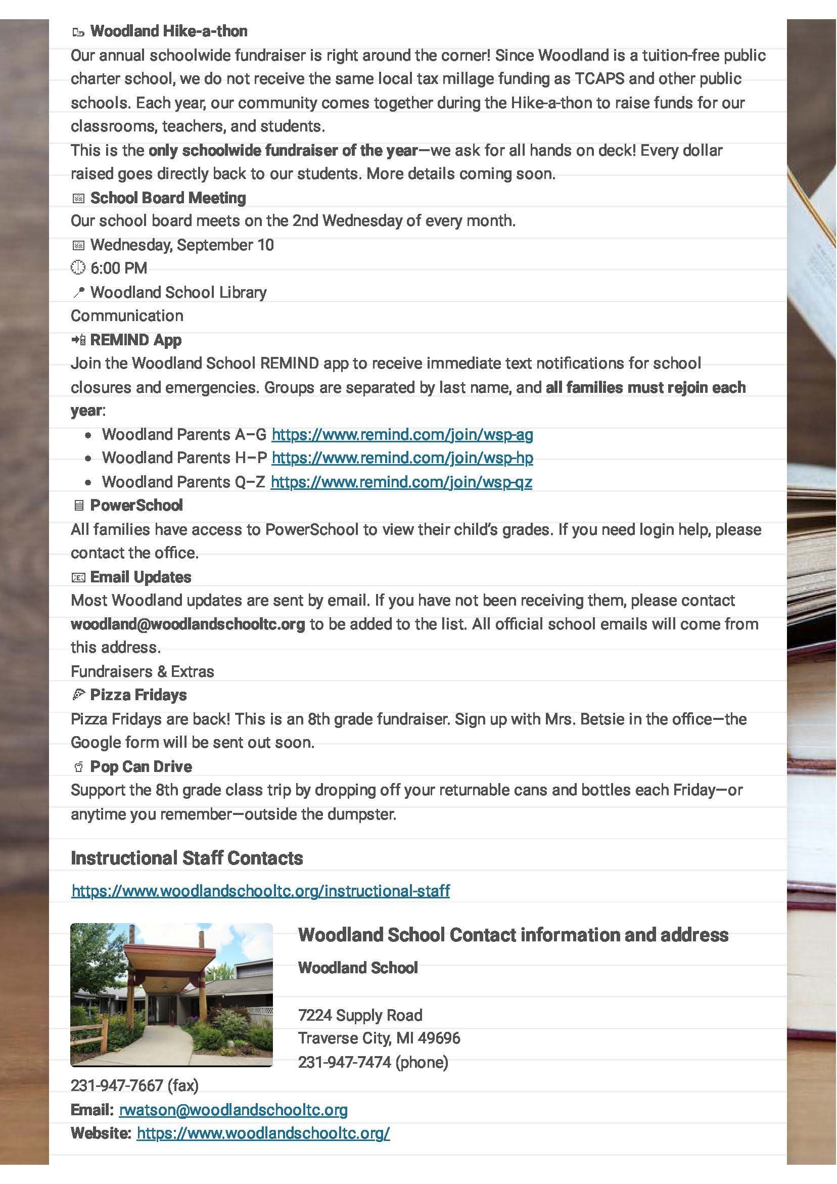 Woodland School Weekly Newsletter page 2