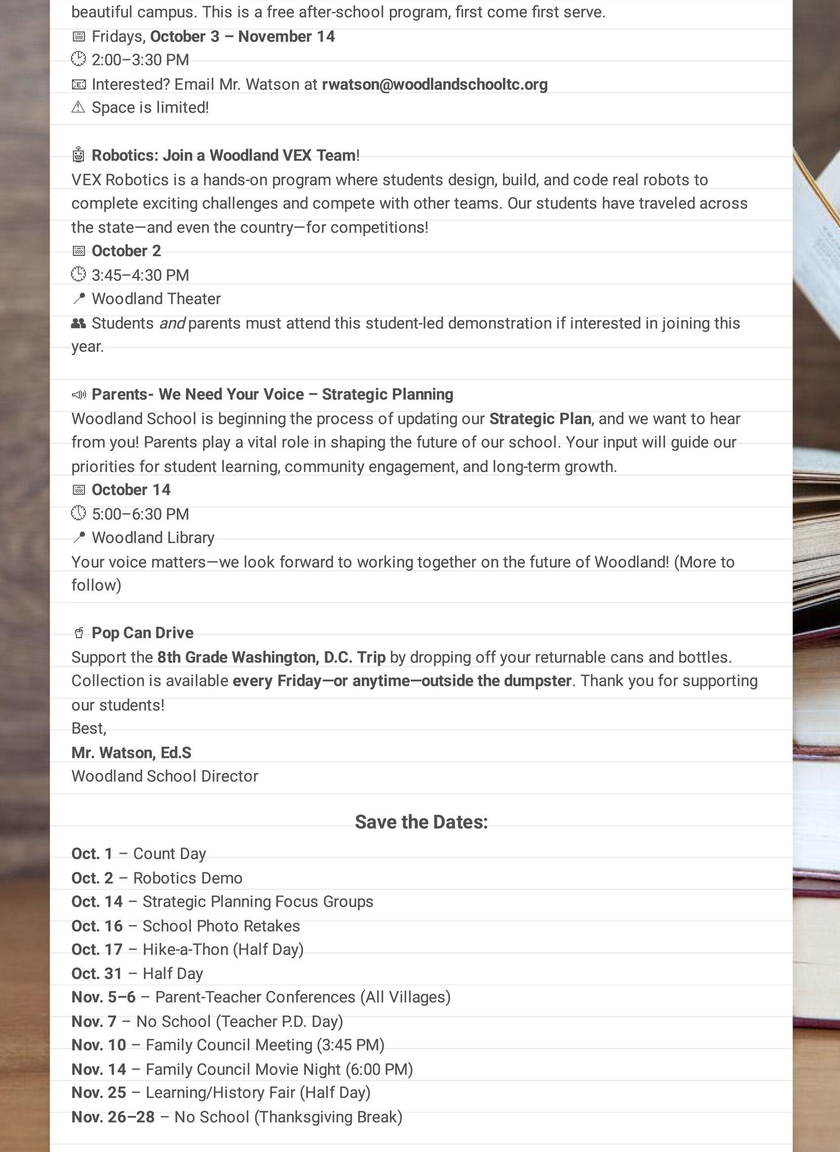 Woodland School Weekly Updates newsletter Sept 22 - page 02