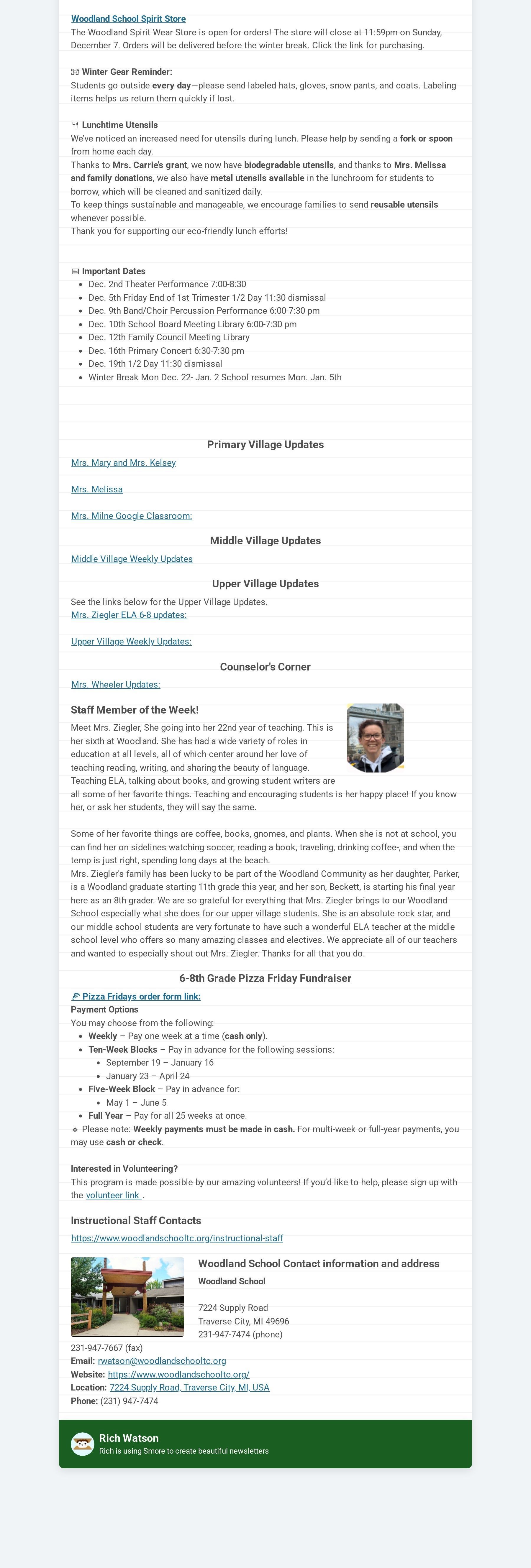 Woodland School Weekly Updates Newsletter December 1 - December 5, 2025 - page 02