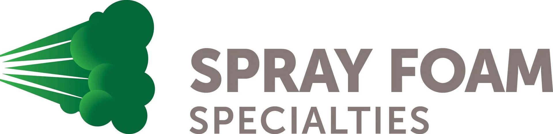 Green spray foam logo with the words