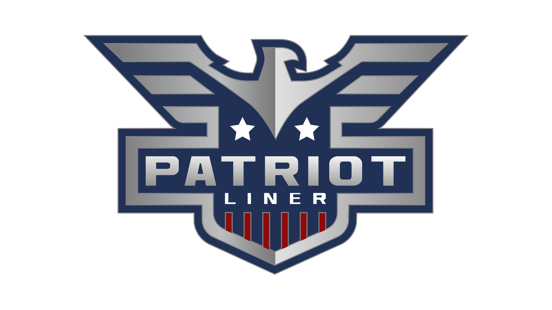 Logo for Patriot Liner, featuring an eagle with wings spread over a shield shape with