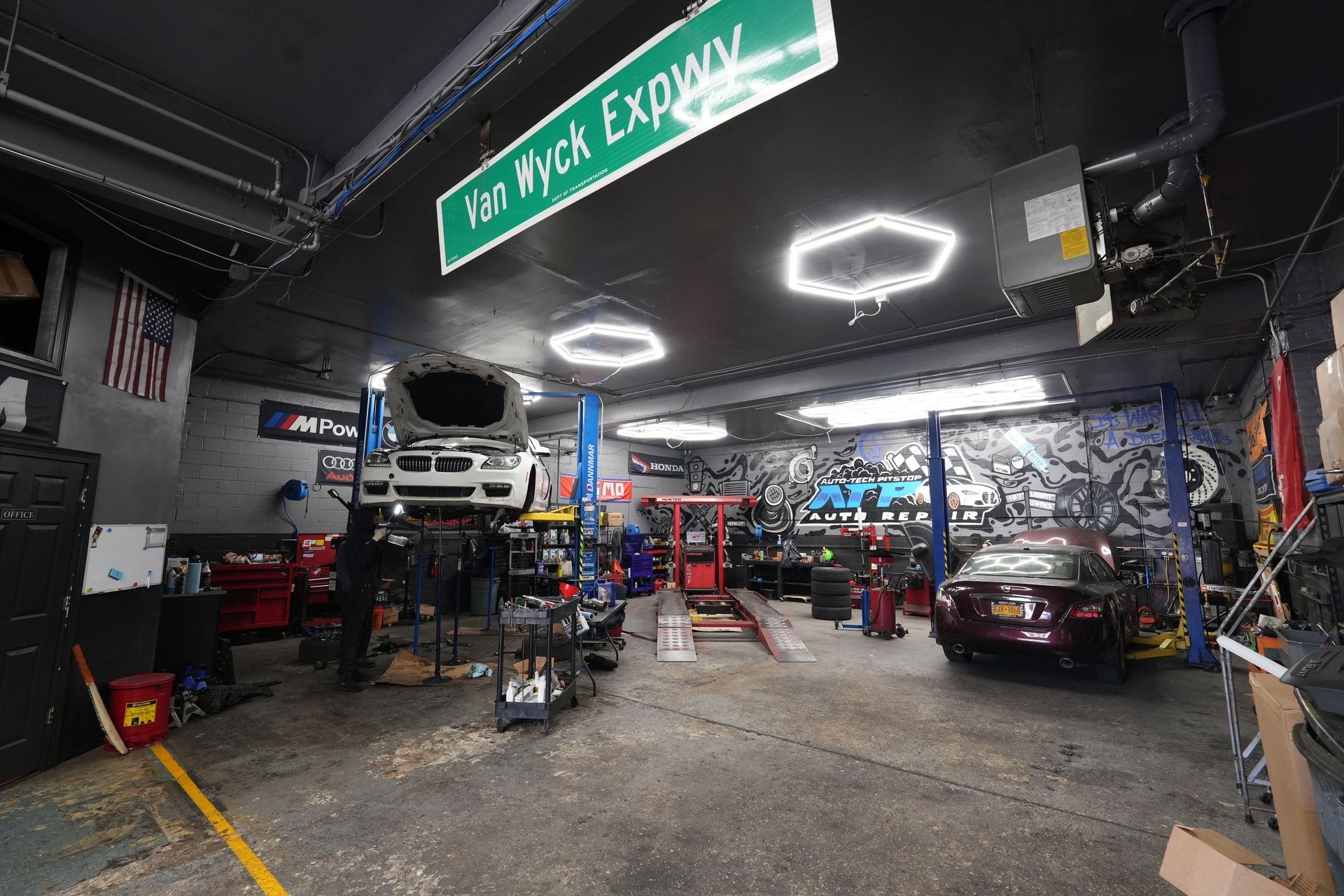 Inside of an auto repair shop