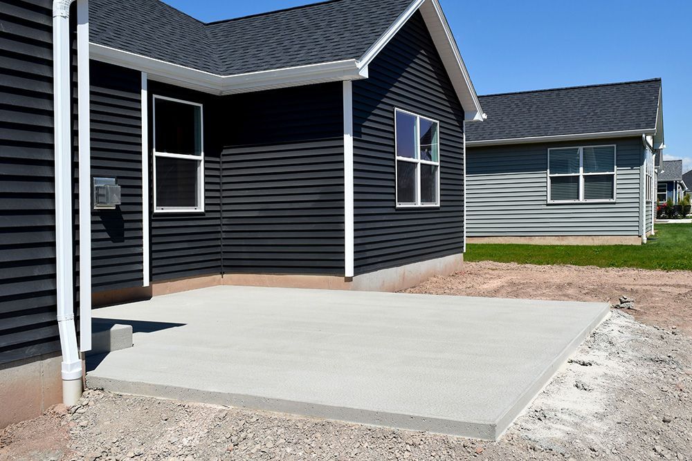 Newly completed concrete patio