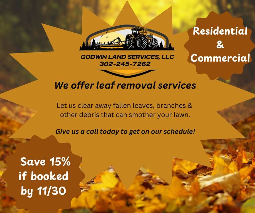 Leaf removal services advertisement.