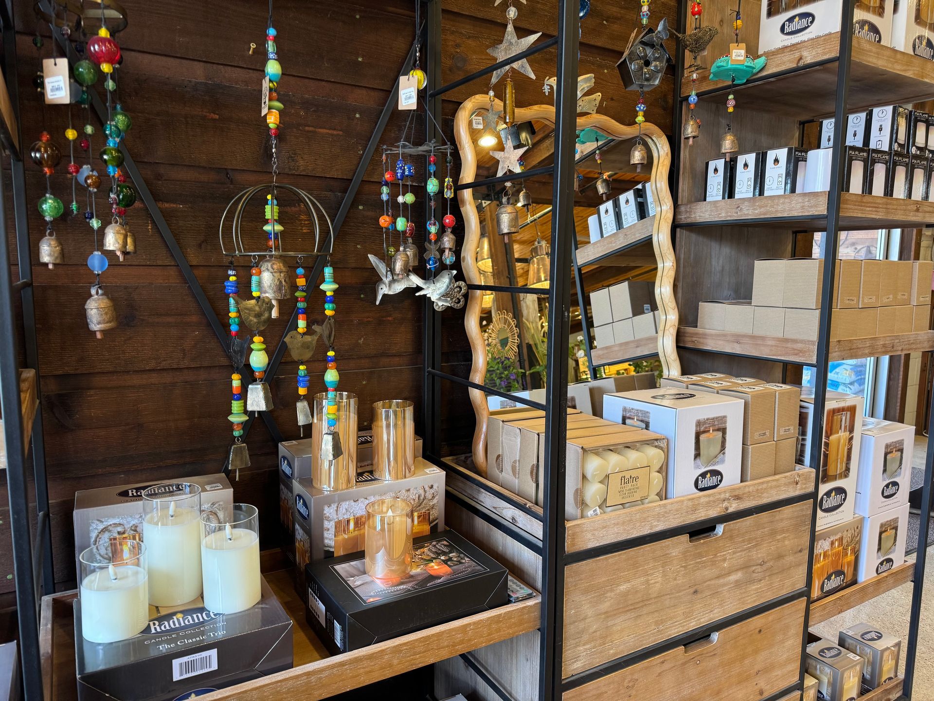 Battery powered candles, more chimes, tea light candles.