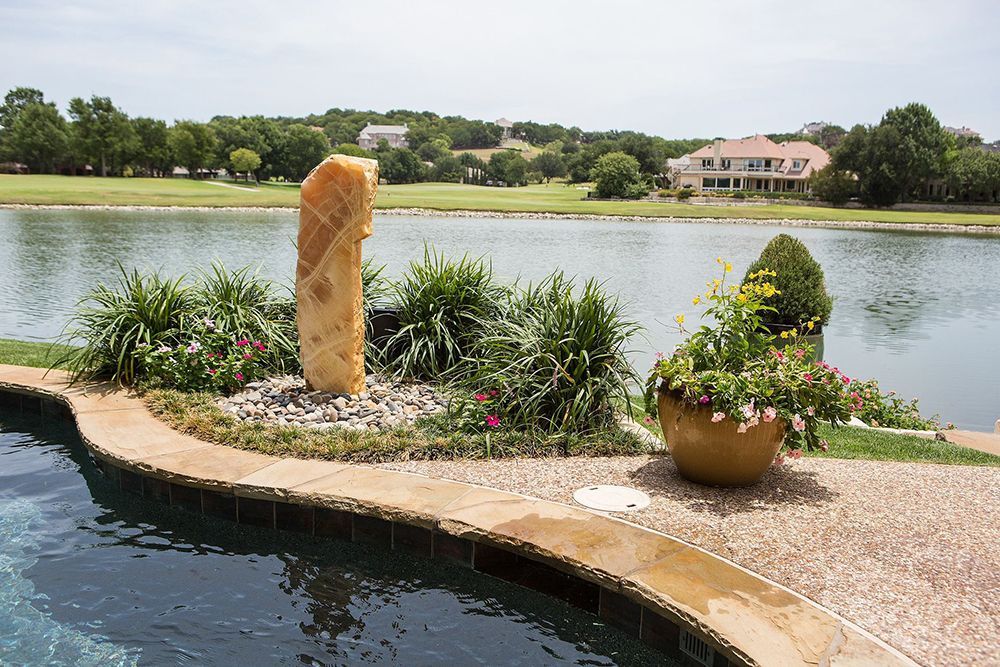 swimming pool with a fountain