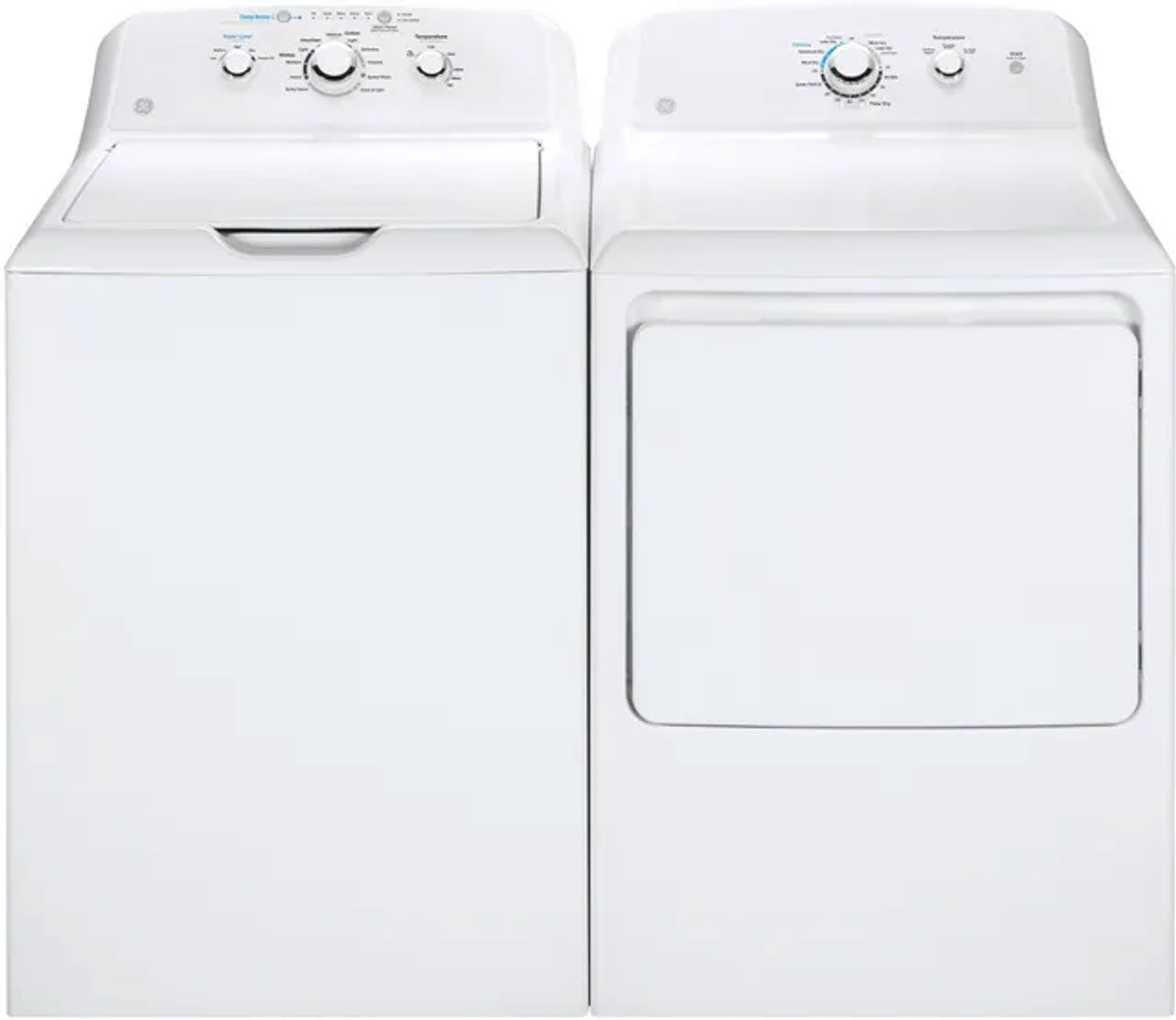 A white washer and dryer on a white background