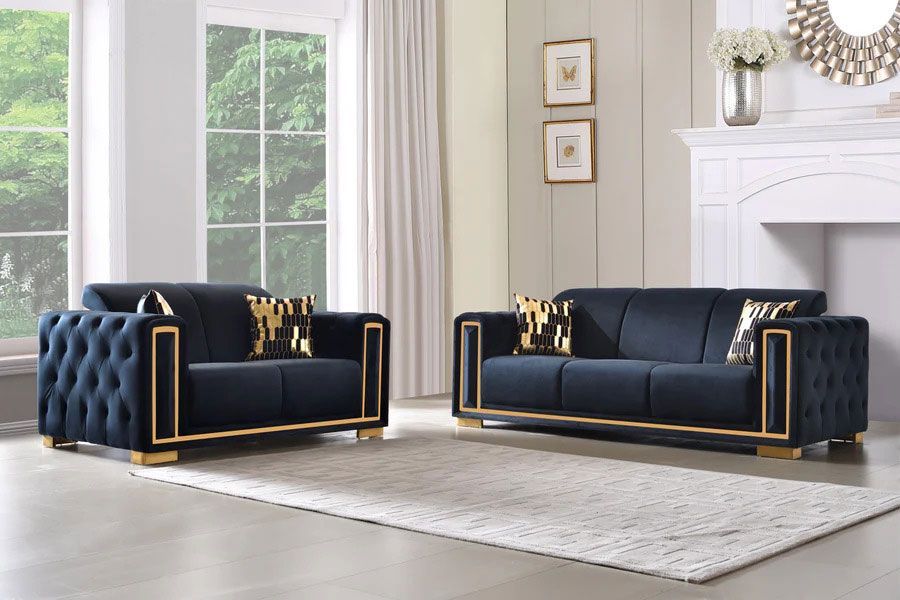 Black Velvet Sofa Set