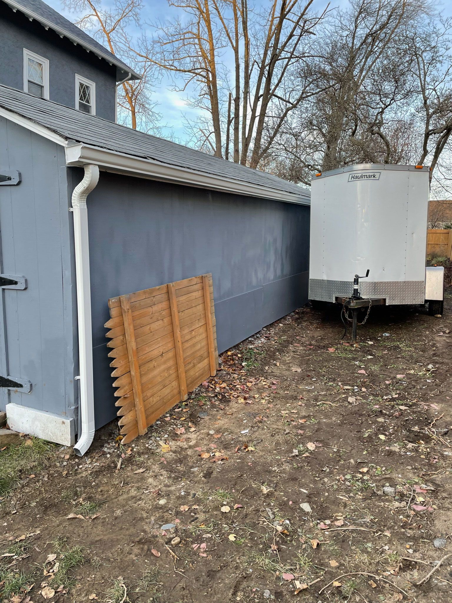 Gutters installed with downspout