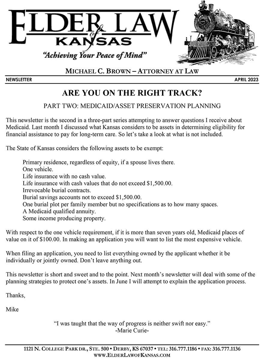 Are You On The Right Track Newsletter