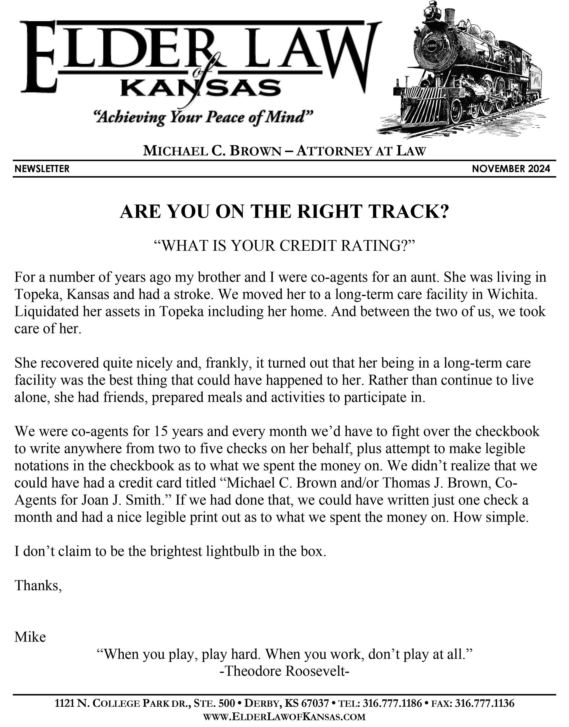 Are You On The Right Track Newsletter