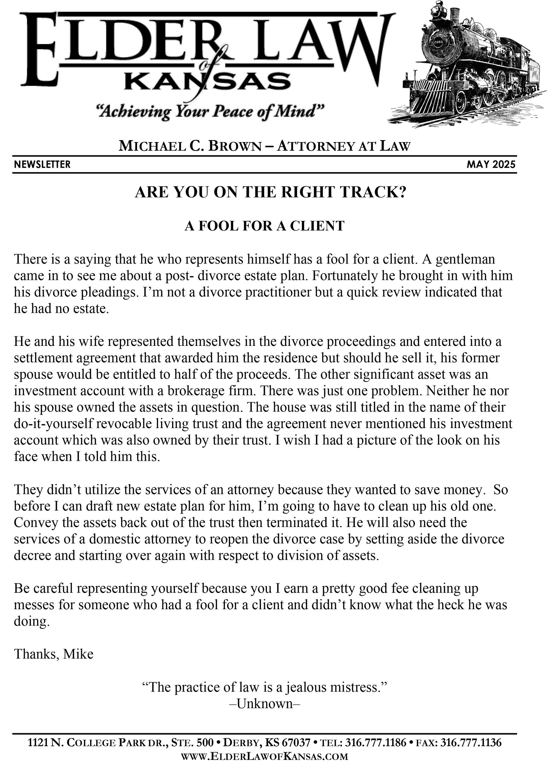 A Fool for a Client — May 2025