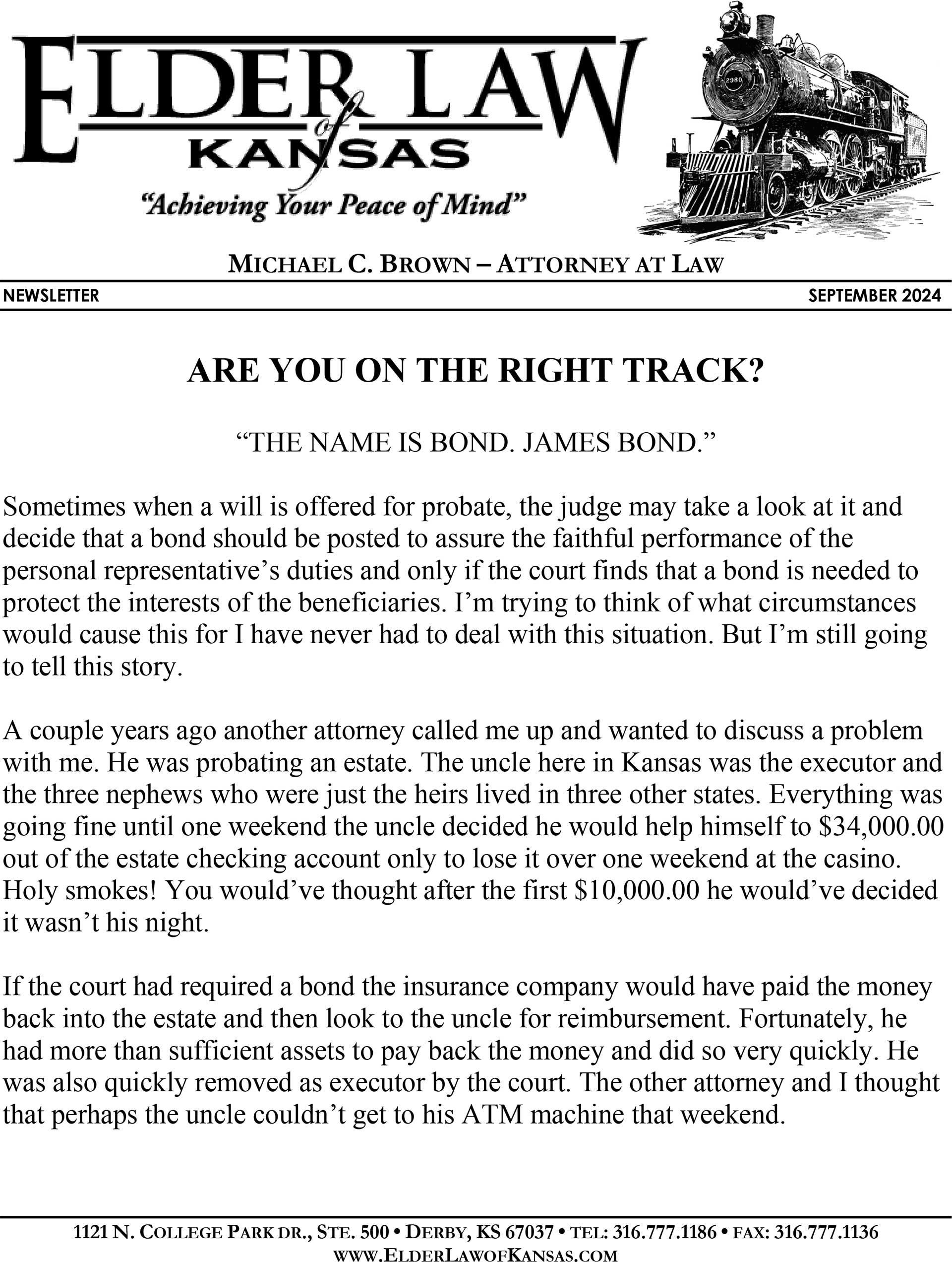 Are You On The Right Track Newsletter