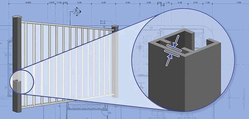 A blueprint of a fence with barbed wire on it
