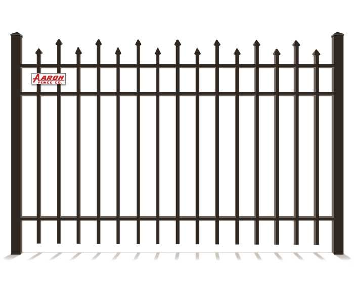 A picture of a wrought iron fence on a white background.