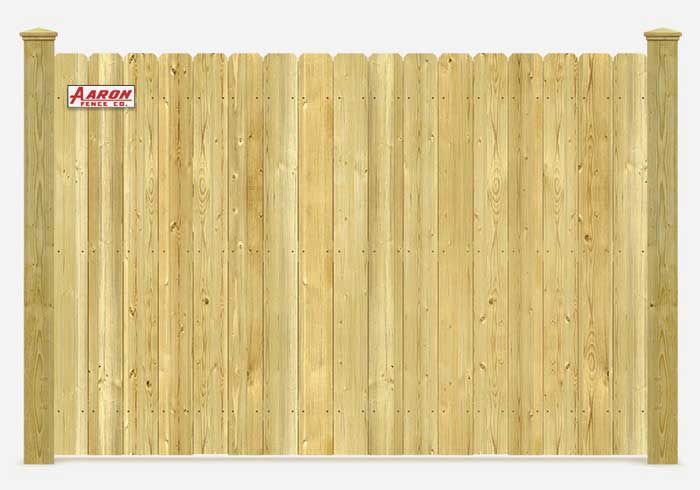 A wooden fence with a sign that says aaron fence on it.