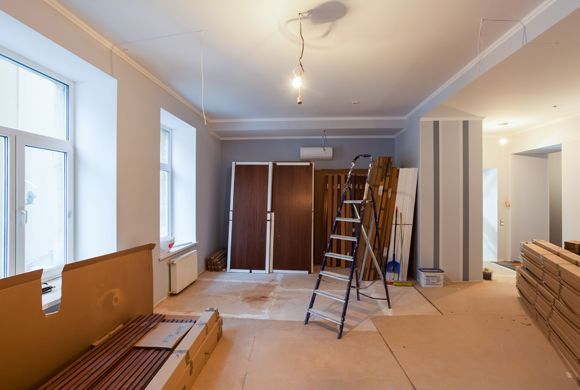 There is a ladder in the middle of the room.