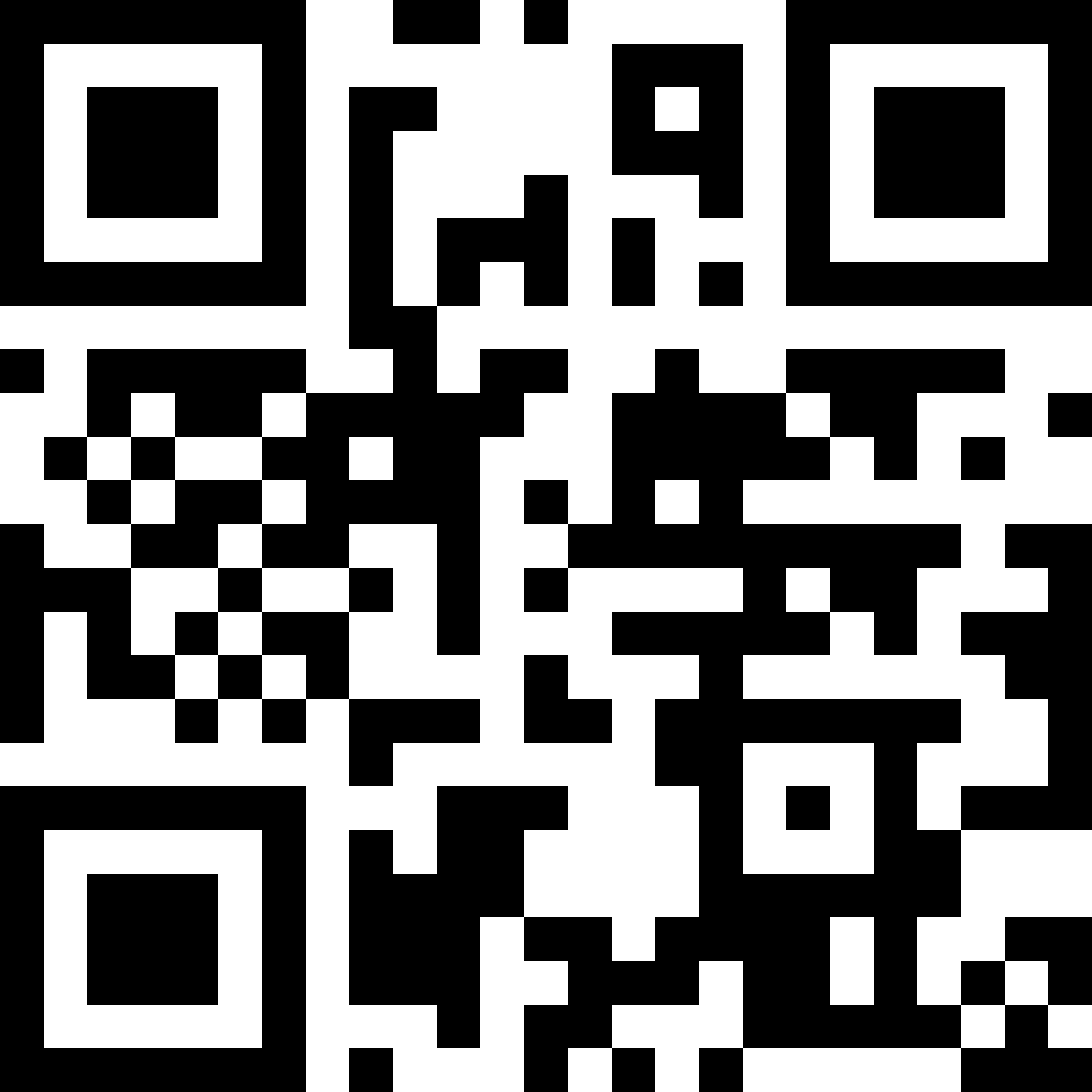 QR code with black and white squares.