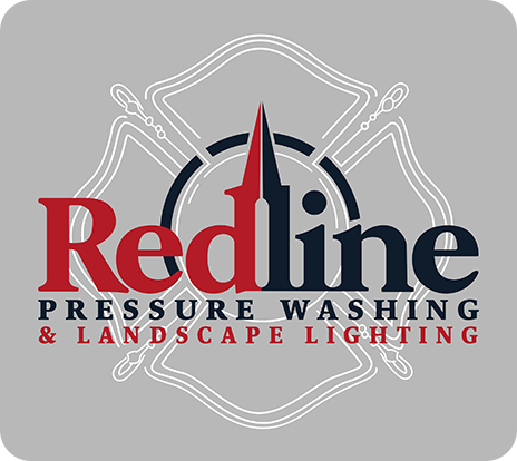 Redline Pressure Washing & Landscape Lighting logo in red and navy blue