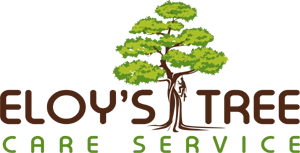 Eloy&rsquo;s Tree Care Service logo with a green tree graphic and brown text