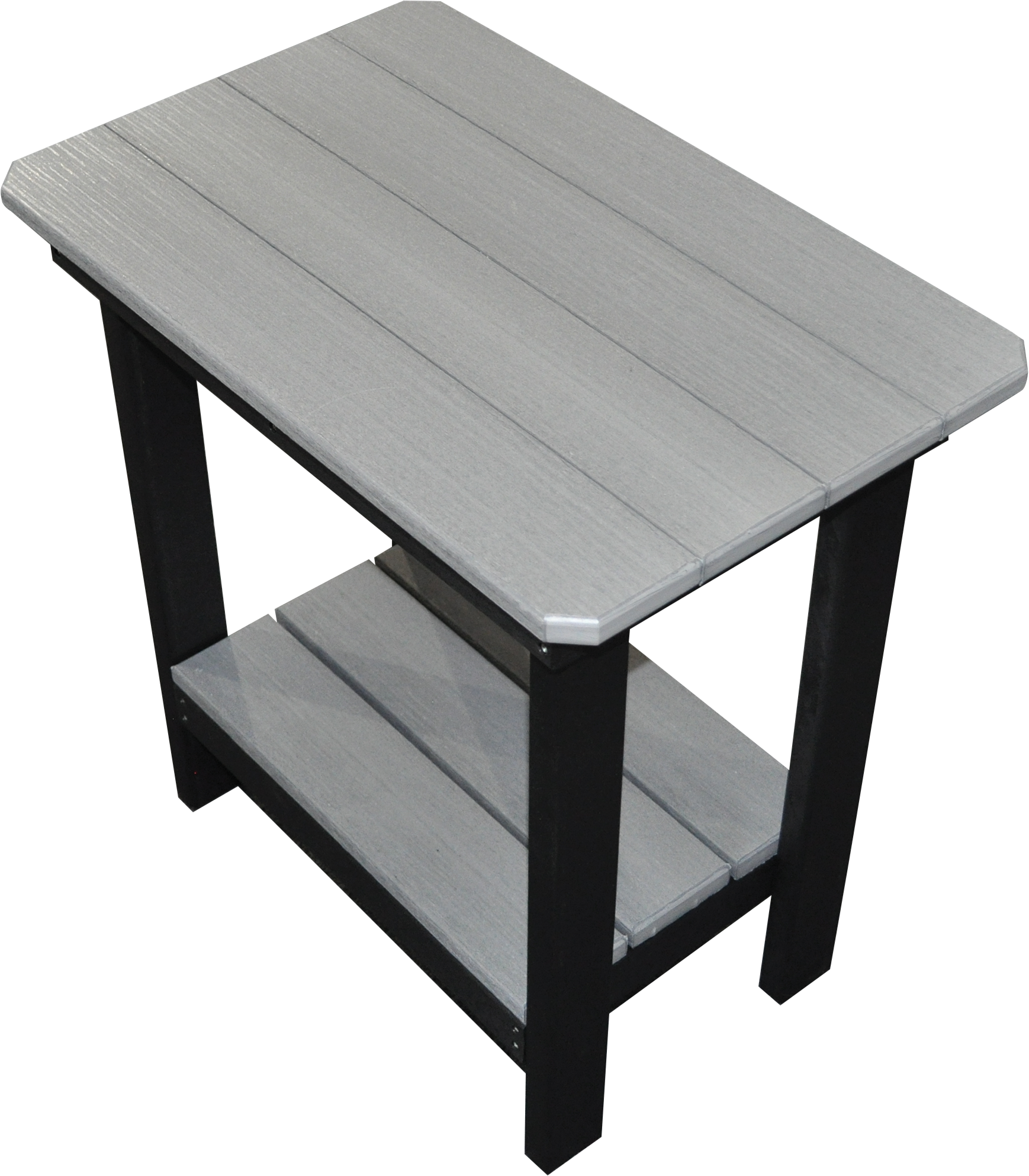 A small table with a shelf underneath it