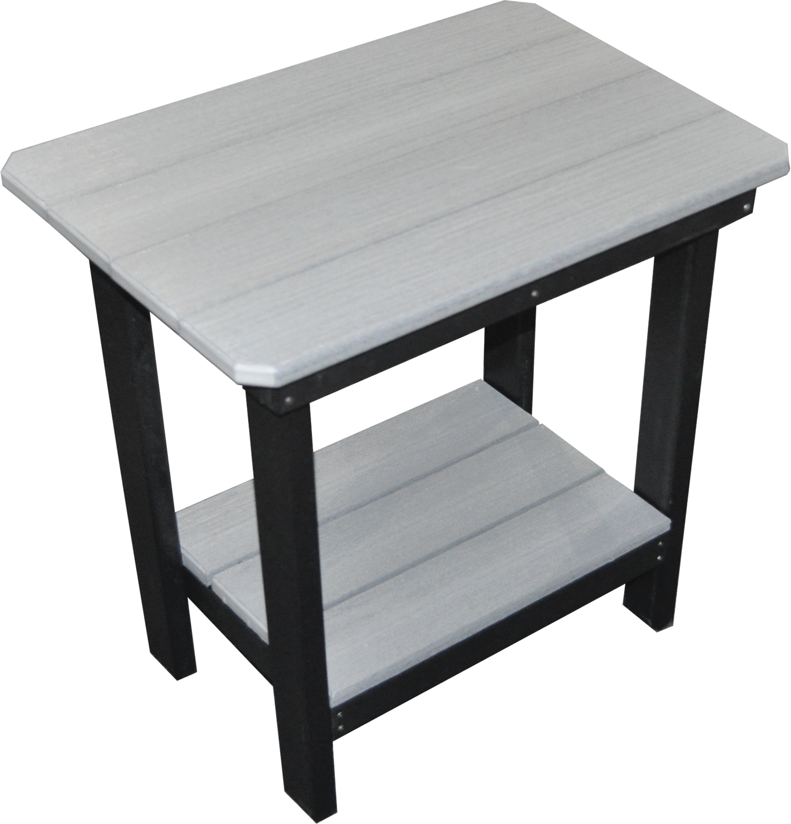 A small table with a shelf underneath it