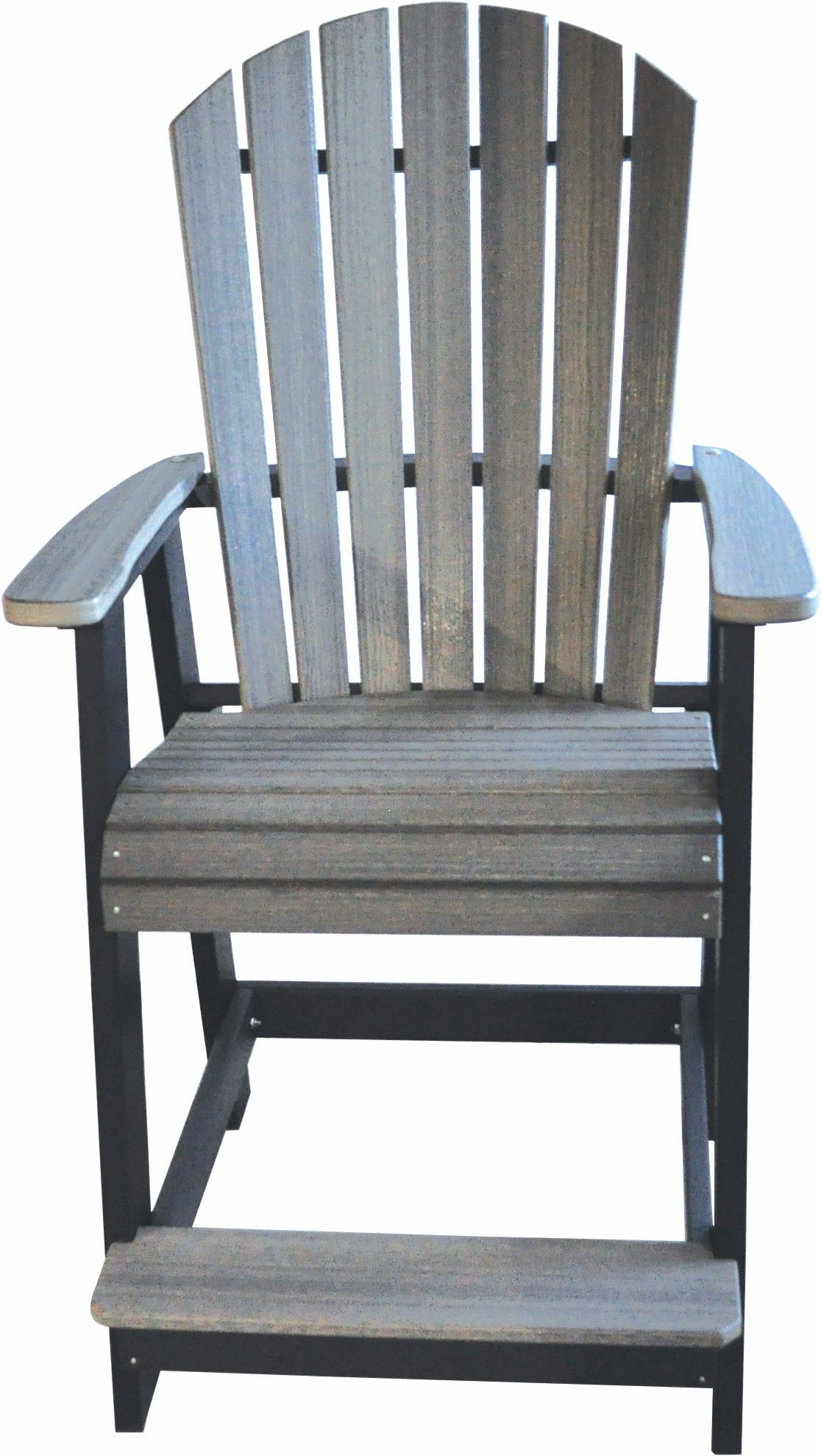 A wooden chair with a black frame on a white background.